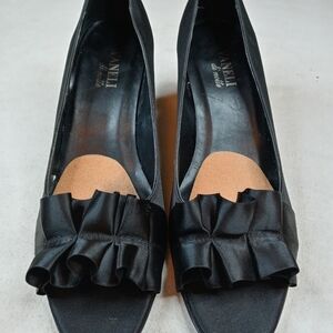 Vaneli di Notte Women's Black Open Toe Satiny High